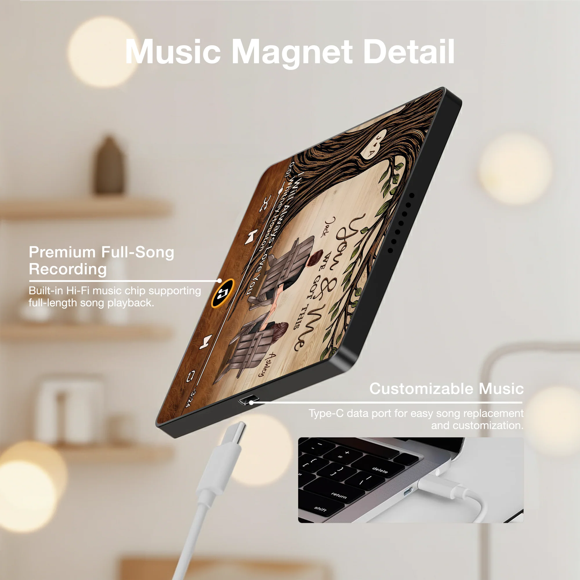 Personalized Acrylic Music Magnet for Couple, You & Me Song Player Style Fridge Decor, Unique Gift for Him or Her - Image 4