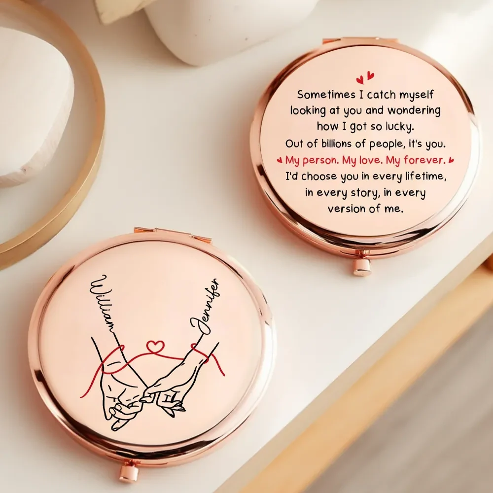 My Person My Love Quote Personalized Metal Compact Mirror Sweet On the Go Reminder Unique Romantic Gift for Couple
