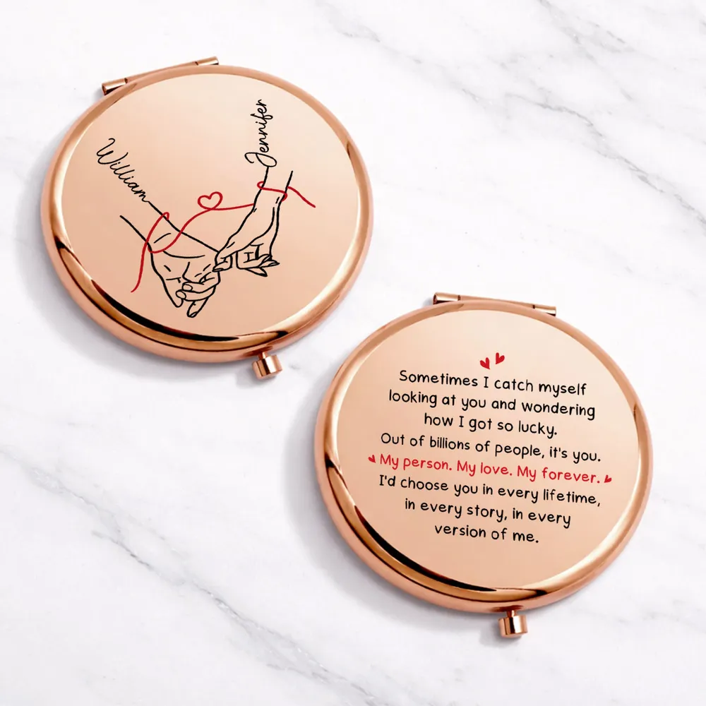 My Person My Love Quote Personalized Metal Compact Mirror Sweet On the Go Reminder Unique Romantic Gift for Couple - Image 2