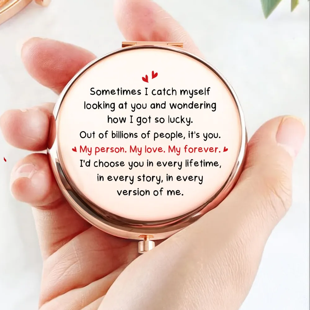 My Person My Love Quote Personalized Metal Compact Mirror Sweet On the Go Reminder Unique Romantic Gift for Couple - Image 5