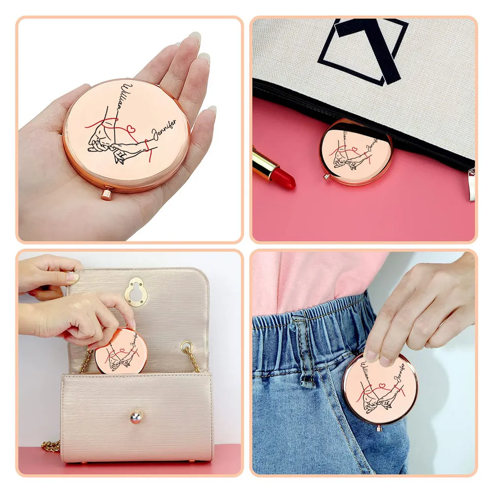 My Person My Love Quote Personalized Metal Compact Mirror Sweet On the Go Reminder Unique Romantic Gift for Couple - Image 6