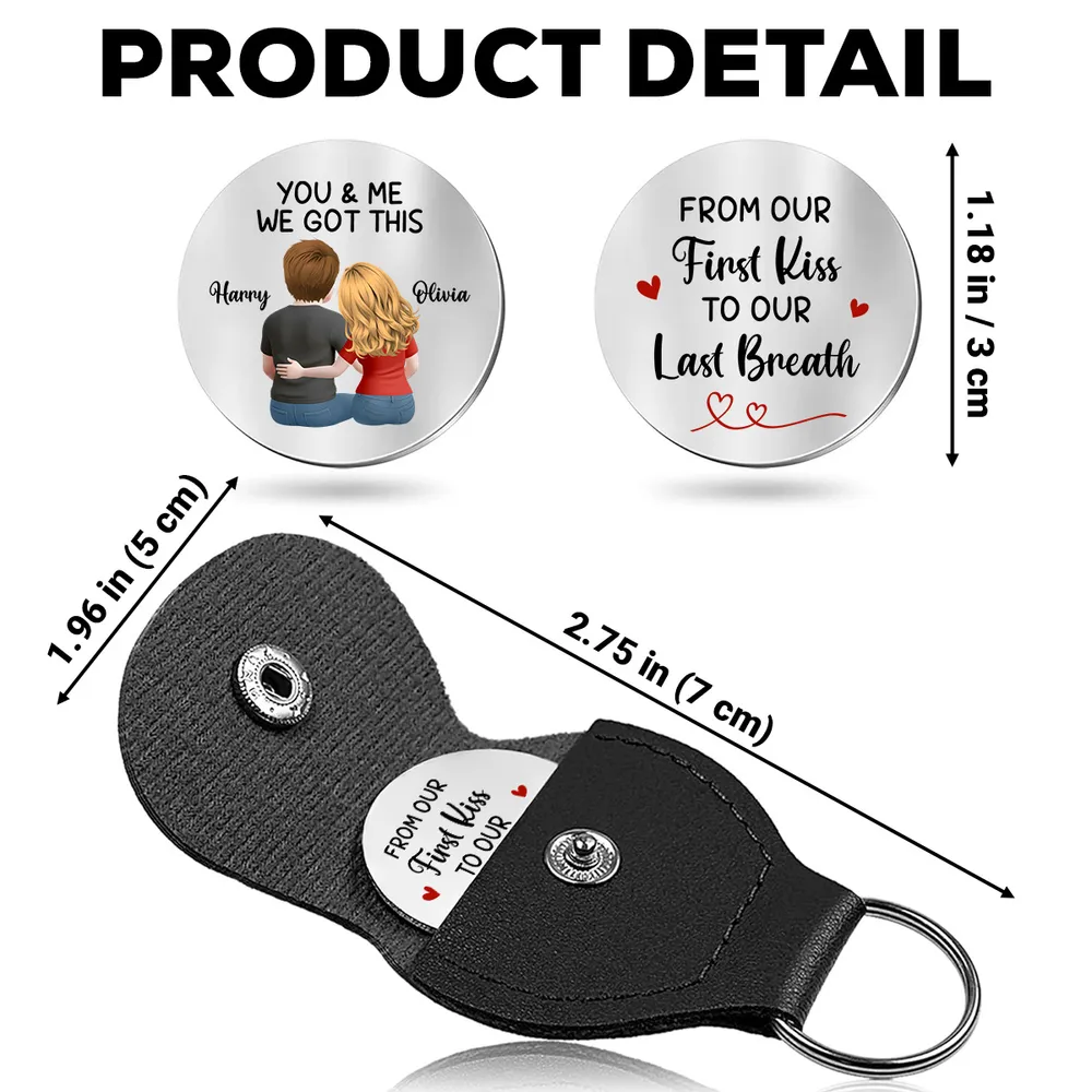 Personalized Pocket Hug Token With Couple Hugging Back View Sweet Keepsake You & Me We Got This Unique Romantic Gift - Image 5