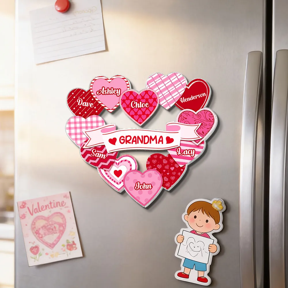 Grandma Heart Name Acrylic Fridge Magnet, Sweet Coquette Style Fridge Accessory, Thoughtful Personalized Gift