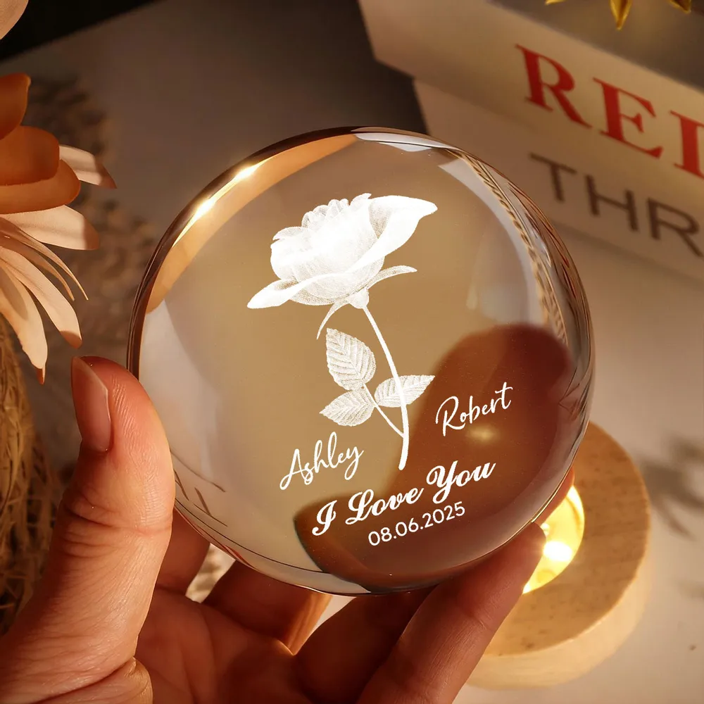 Personalized I Love You Globe Lamp with Rose Design - Cozy Bedside Glow for Her or Him, Unique Gift - Image 4