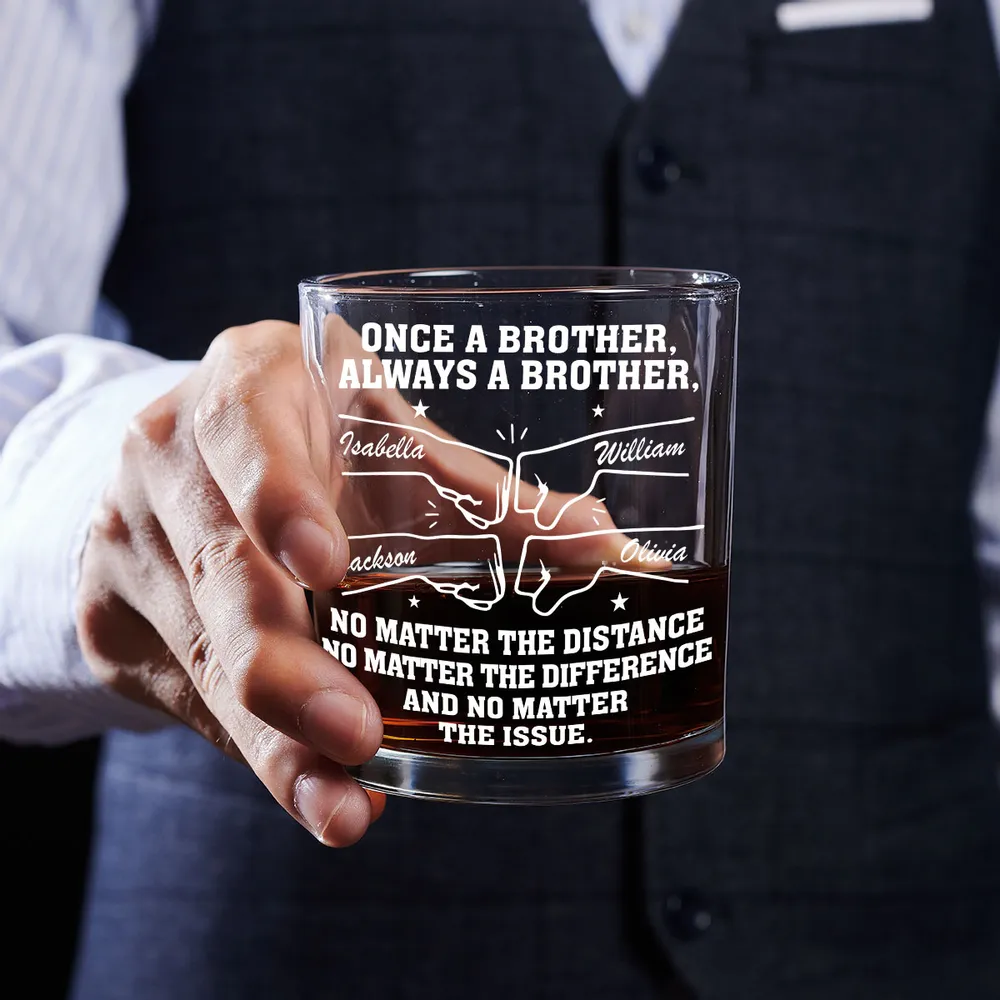 Personalized Brother Fist Bump Whiskey Glass No Matter The Distance Quote Unique Gift for Brother - Image 5