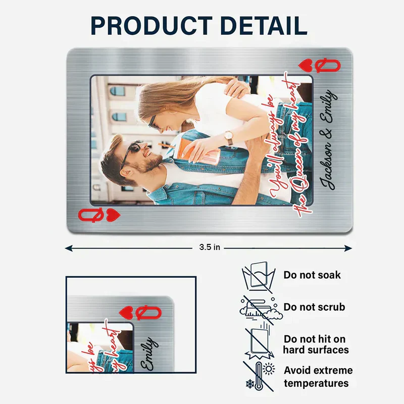 Personalized Metal Wallet Card With Your Photo Romantic Couple Hug at the Beach Unique Gift for Wife or Girlfriend - Image 6