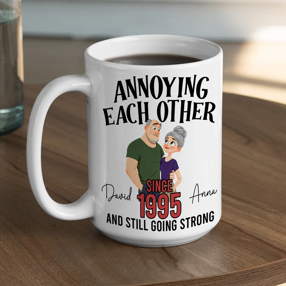Personalized Ceramic Mug with Cute Couple Illustration for Morning Coffee, Funny Romantic Gift for Couples - Image 2