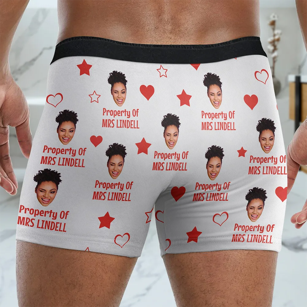 Personalized Men's Boxer Briefs With Custom Photo Property Of Print, Funny Couple Gift For Flirty Everyday Laughs - Image 3