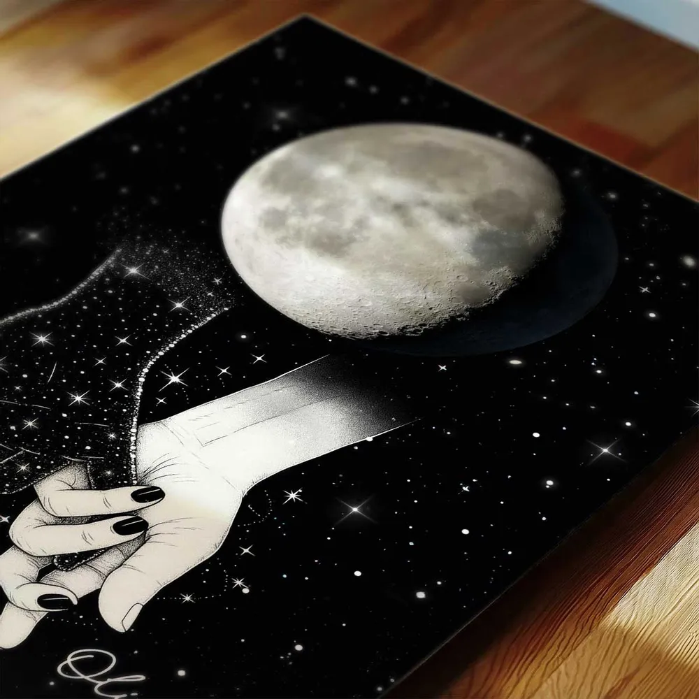 Personalized Moon Phase Couple Holding Hands Poster, Starry Night Wall Art, Unique Romantic Gift for Couple - Image 3