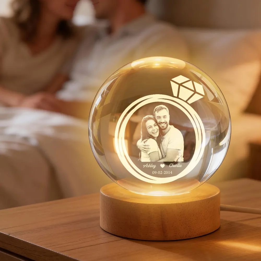 Eternal Love Globe Lamp - Custom Photo Night Light With Couple Hugging - Sweet Anniversary Gift - Image 2