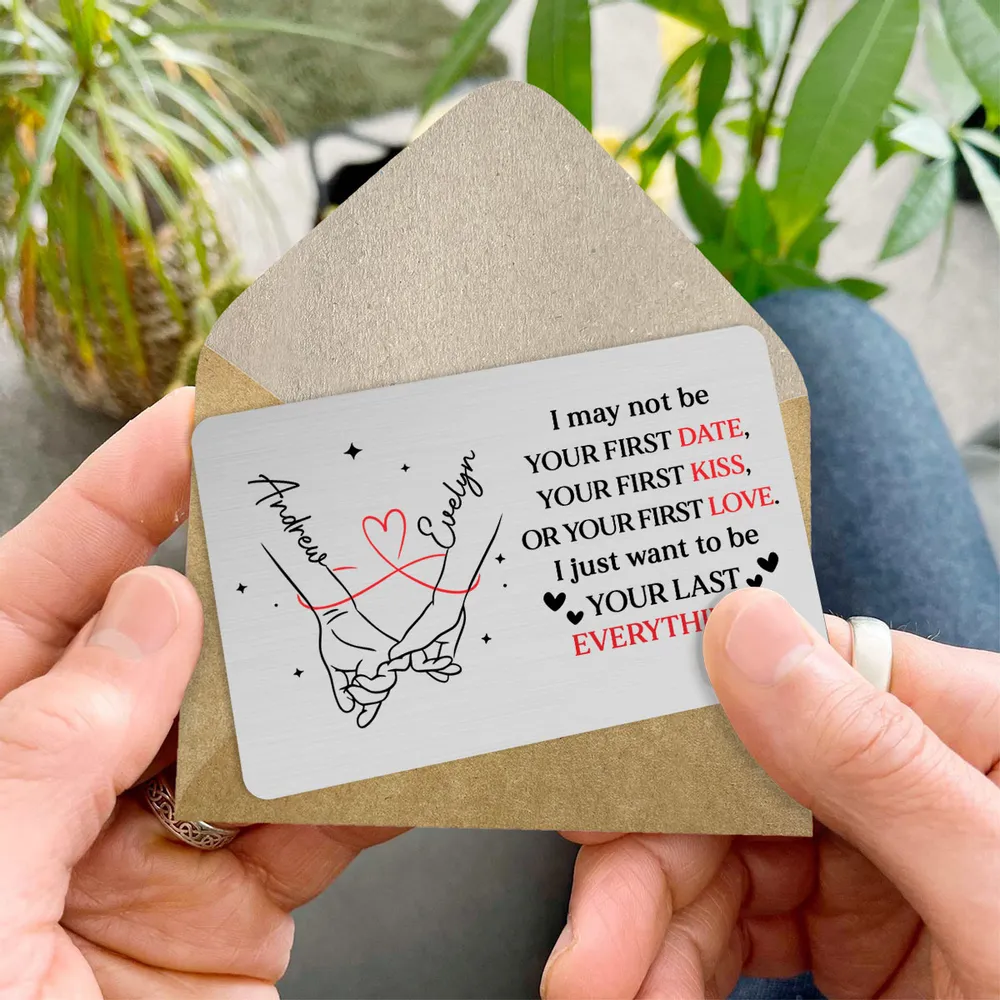 Metal Wallet Card 'Your Last Everything' Message, Personalized Romantic Keepsake, Pocket Friendly Daily Reminder, Unique Gift for Him - Image 5
