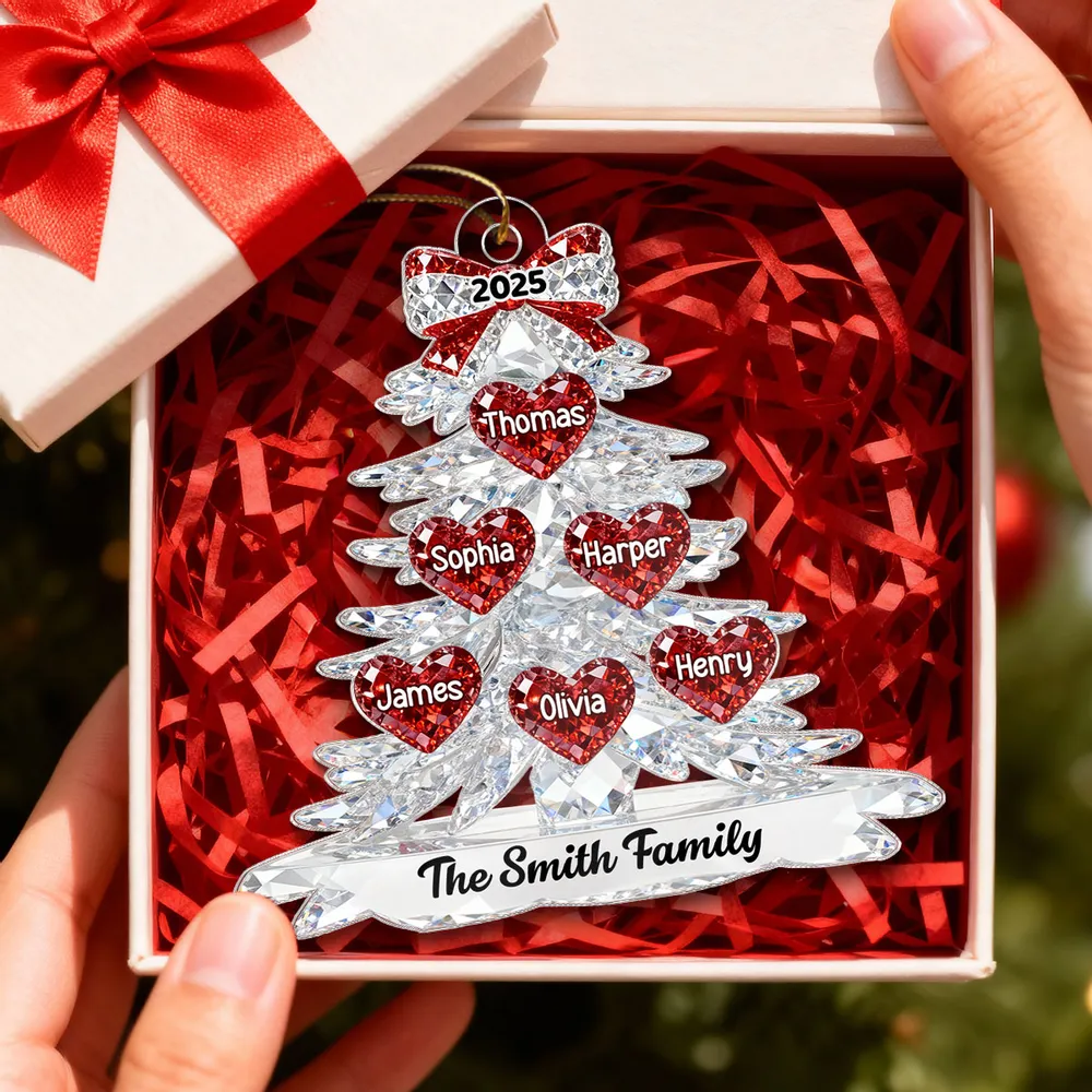 Personalized Acrylic Ornament Crystal Tree With Heart Names, Sparkly Family Keepsake Decor, Unique Gift - Image 9