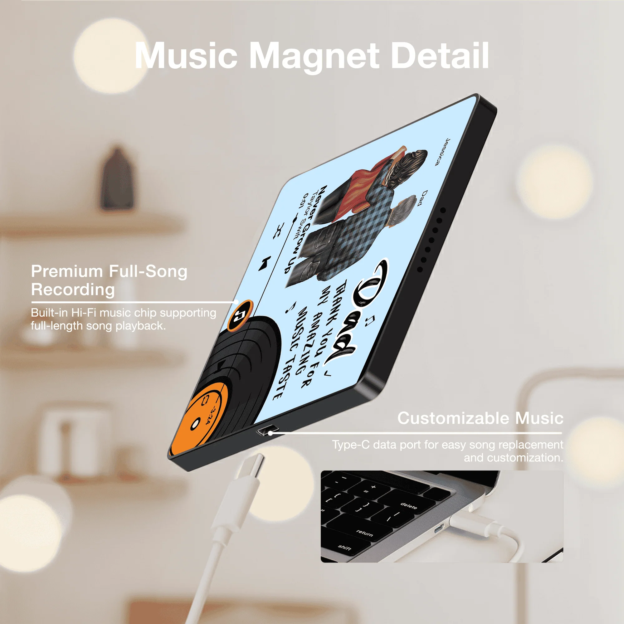 Personalized Acrylic Music Magnet with Dad Song Art, Cute Fridge Decoration, Unique Gift for Dad - Image 4