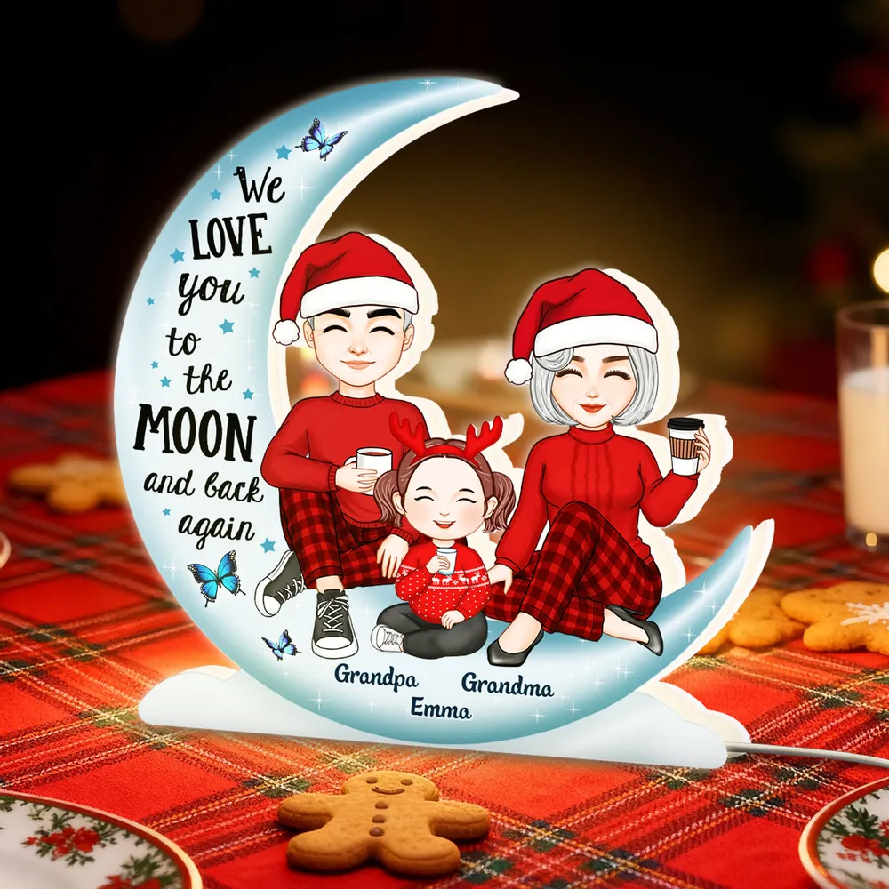 Acrylic Light Box 'We Love You to the Moon and Back' Night Light, Sweet Grandparent Gift, Cozy Bookshelf Decor - Image 2