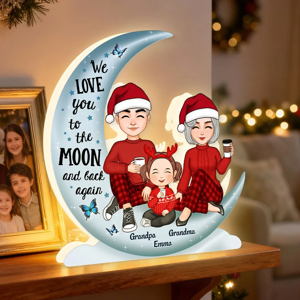 Acrylic Light Box 'We Love You to the Moon and Back' Night Light, Sweet Grandparent Gift, Cozy Bookshelf Decor - Image 4