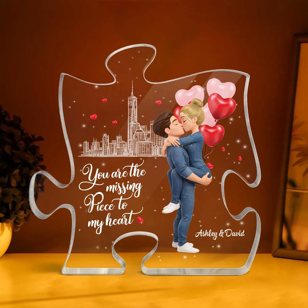 Puzzle Acrylic Block Plaque, You Are The Missing Piece To My Heart, Romantic Kissing Couple Keepsake Gift For Couple - Image 5