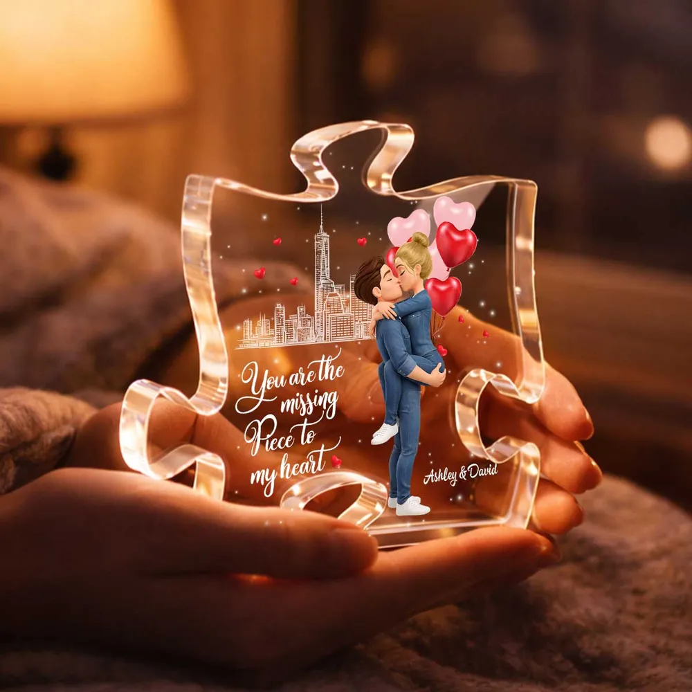 Puzzle Acrylic Block Plaque, You Are The Missing Piece To My Heart, Romantic Kissing Couple Keepsake Gift For Couple - Image 6