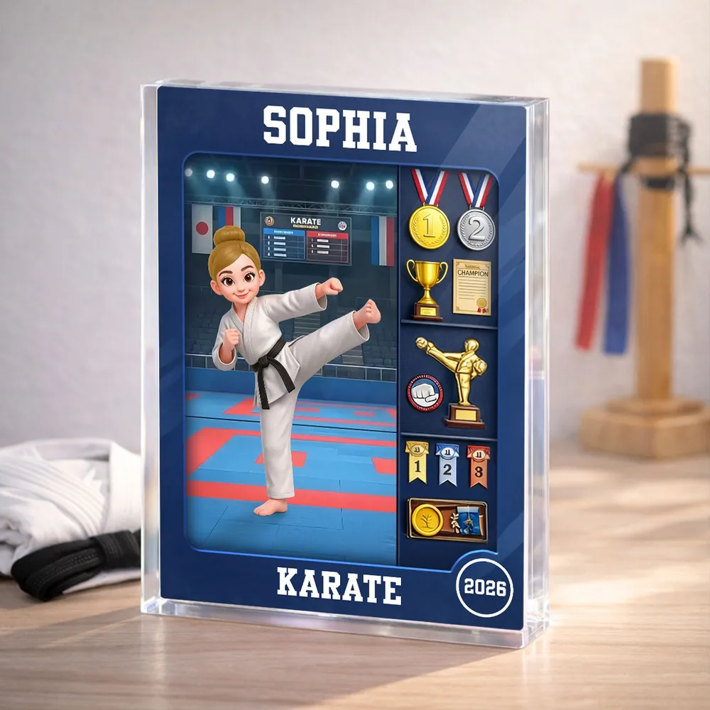 Personalized Karate Rectangle Acrylic Block Plaque, Kicking Girl Trophy Scene, Unique Creative Gift for Martial Arts Fans - Image 2