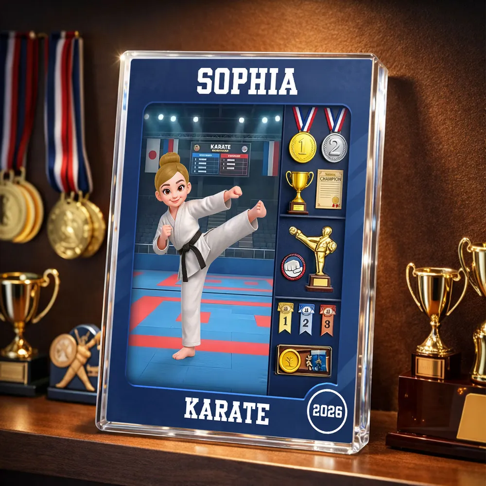 Personalized Karate Rectangle Acrylic Block Plaque, Kicking Girl Trophy Scene, Unique Creative Gift for Martial Arts Fans - Image 6