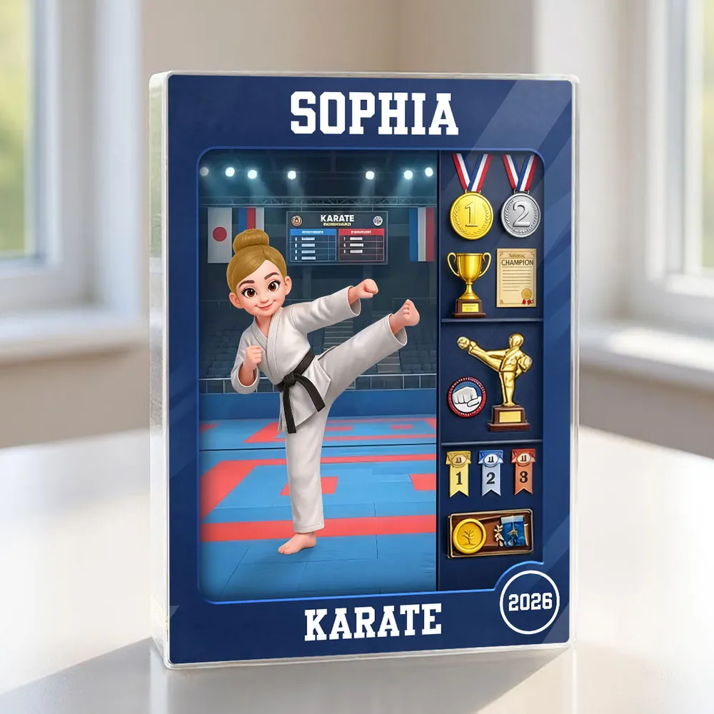 Personalized Karate Rectangle Acrylic Block Plaque, Kicking Girl Trophy Scene, Unique Creative Gift for Martial Arts Fans - Image 8