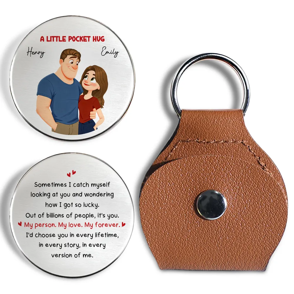 Personalized Pocket Hug Token for Couples, Cute Cartoon Hugging Couple Love Quote, Unique Romantic Gift Keepsake - Image 5