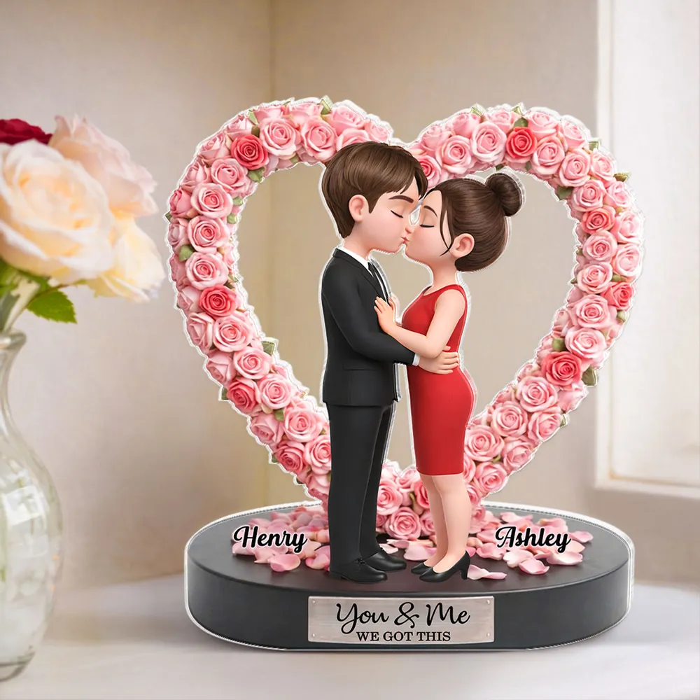 Personalized Shaped Acrylic Block Plaque, Kissing Couple in Rose Heart, Romantic Keepsake Decor, Unique Gift for Wife or Girlfriend - Image 6