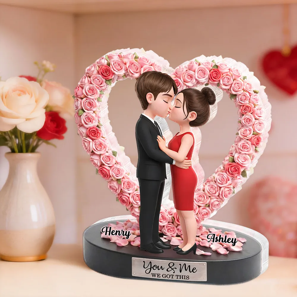 Personalized Shaped Acrylic Block Plaque, Kissing Couple in Rose Heart, Romantic Keepsake Decor, Unique Gift for Wife or Girlfriend - Image 7