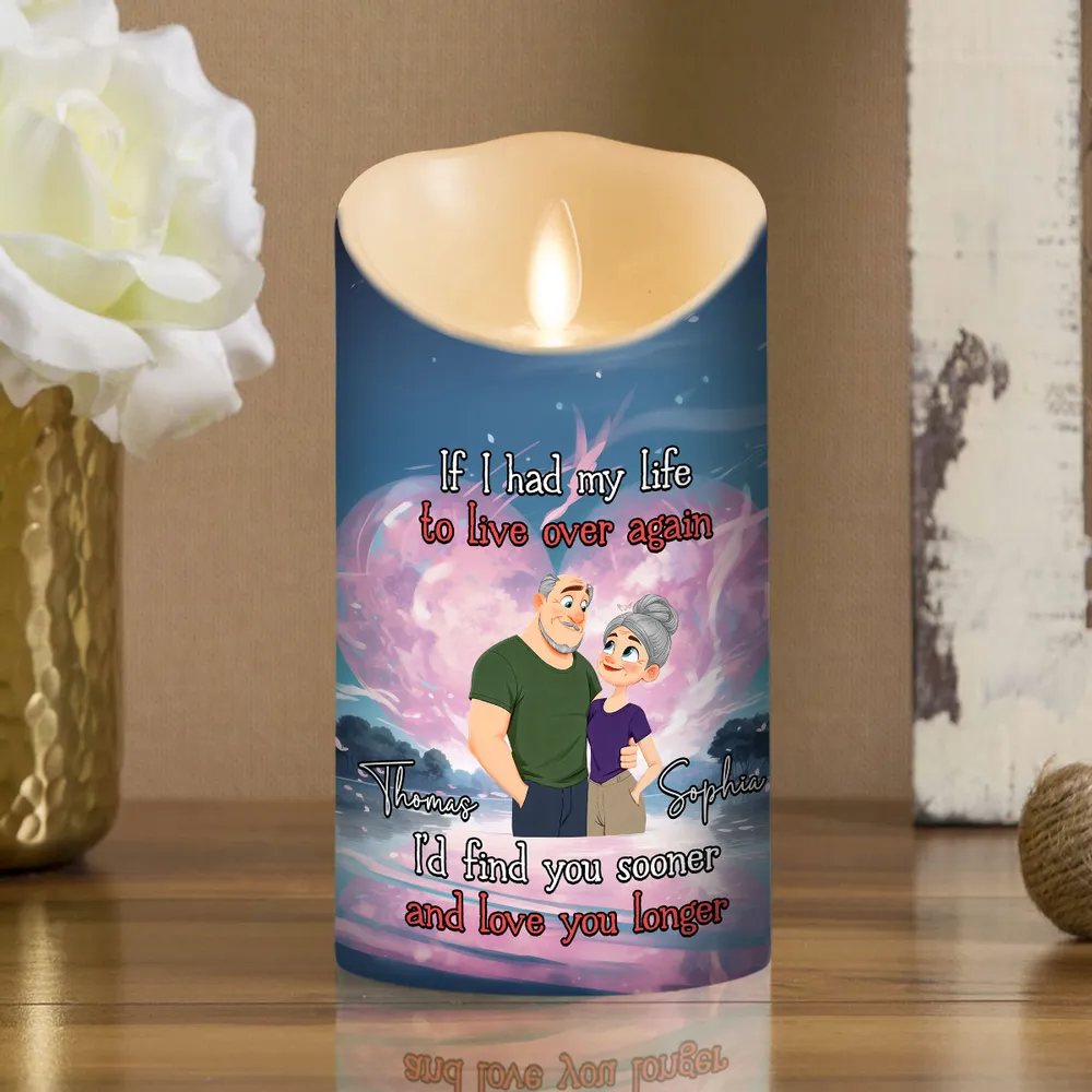 Personalized Flameless LED Candle with Romantic Quote, Cute Couple Art, Warm Glow Keepsake, Unique Gift for Wife or Husband - Image 6