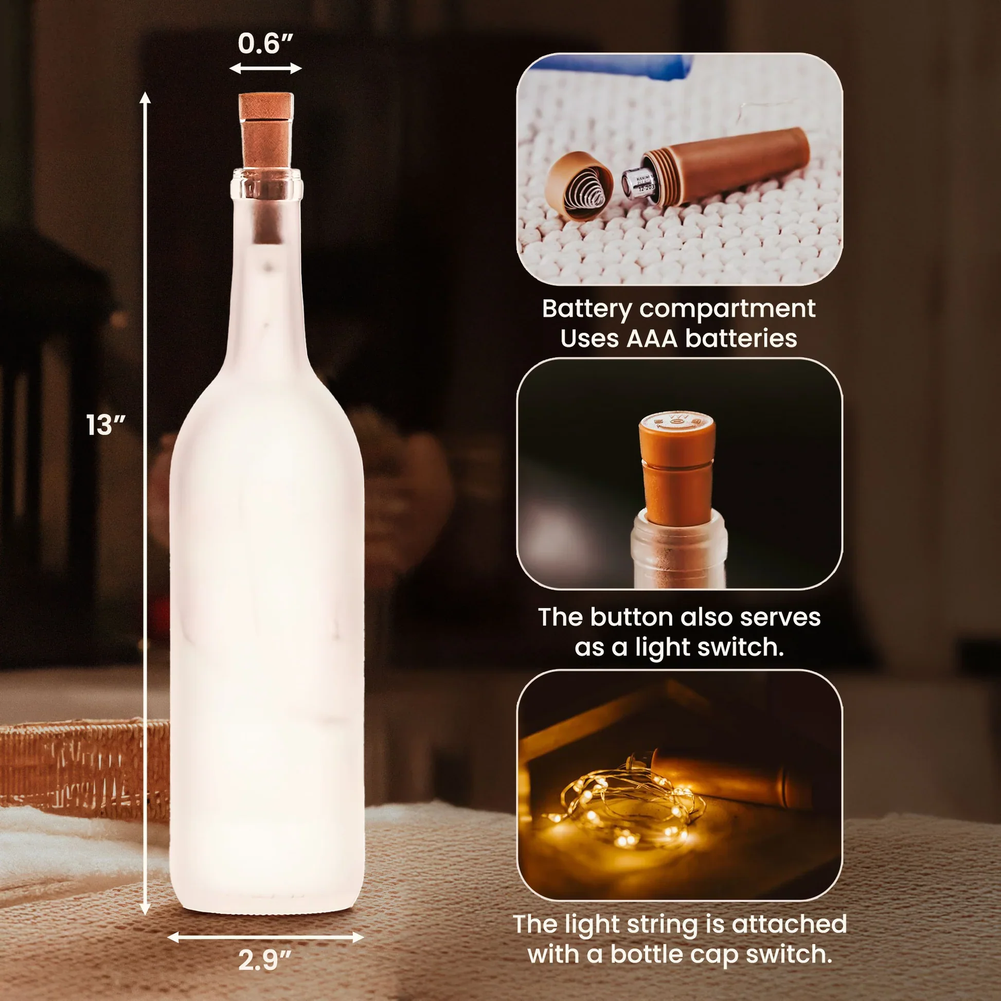 Personalized Bottle Lamp with Kissing Couple & Heart Balloons, Romantic Bedroom Decor, Unique Creative Gift for Couples - Image 4