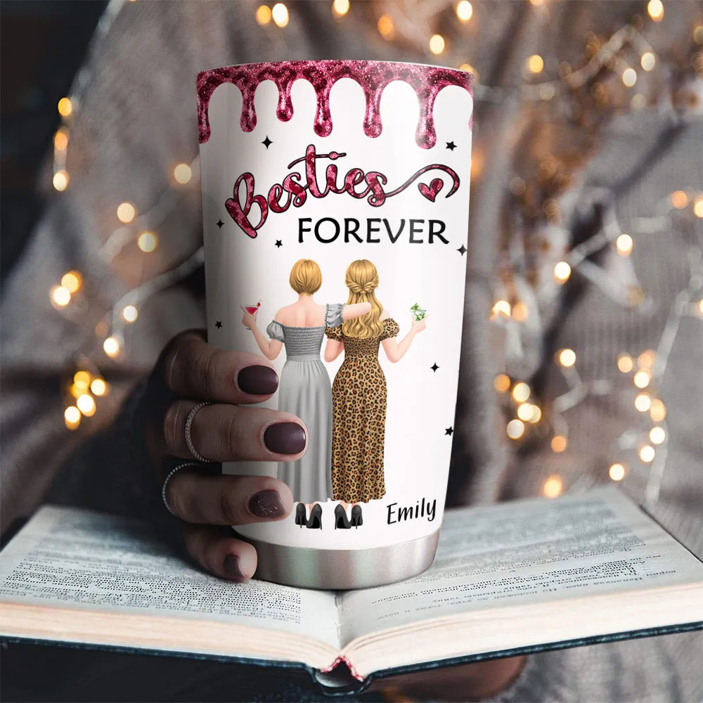 Our Friendship Is Endless Insulated Travel Tumbler, Personalized Best Friend Gift with Pink Sparkle Quote Design for Daily Coffee and Travel - Image 4