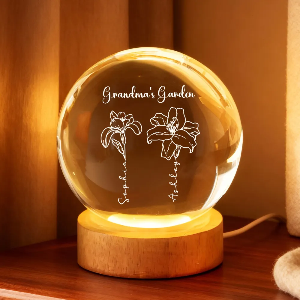 Globe Lamp Grandma's Garden Floral Glow, Personalized Keepsake for Cozy Home Decor, Sweet Gift for Grandma - Image 3