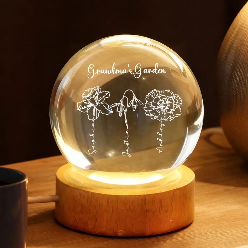 Globe Lamp Grandma's Garden Floral Glow, Personalized Keepsake for Cozy Home Decor, Sweet Gift for Grandma - Image 5