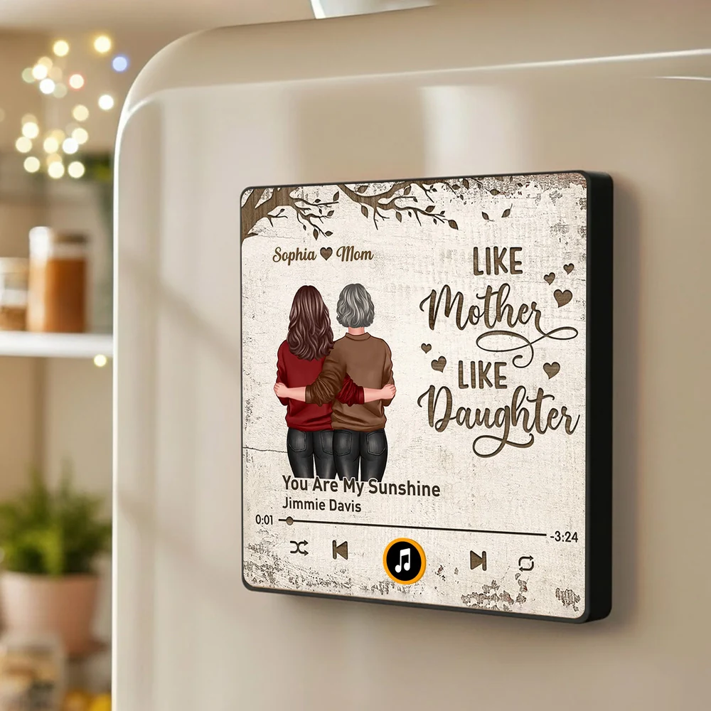 Personalized Acrylic Music Magnet Like Mother Like Daughter Fridge Decor, Unique Gift for Mom, Heartwarming Note Holder - Image 2