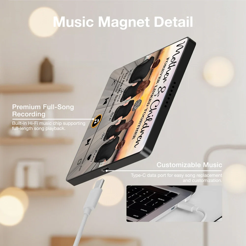 Personalized Acrylic Music Magnet Sunset Family Illustration Fridge Decor - Unique Gift for Mom That Feels Heartwarming - Image 4