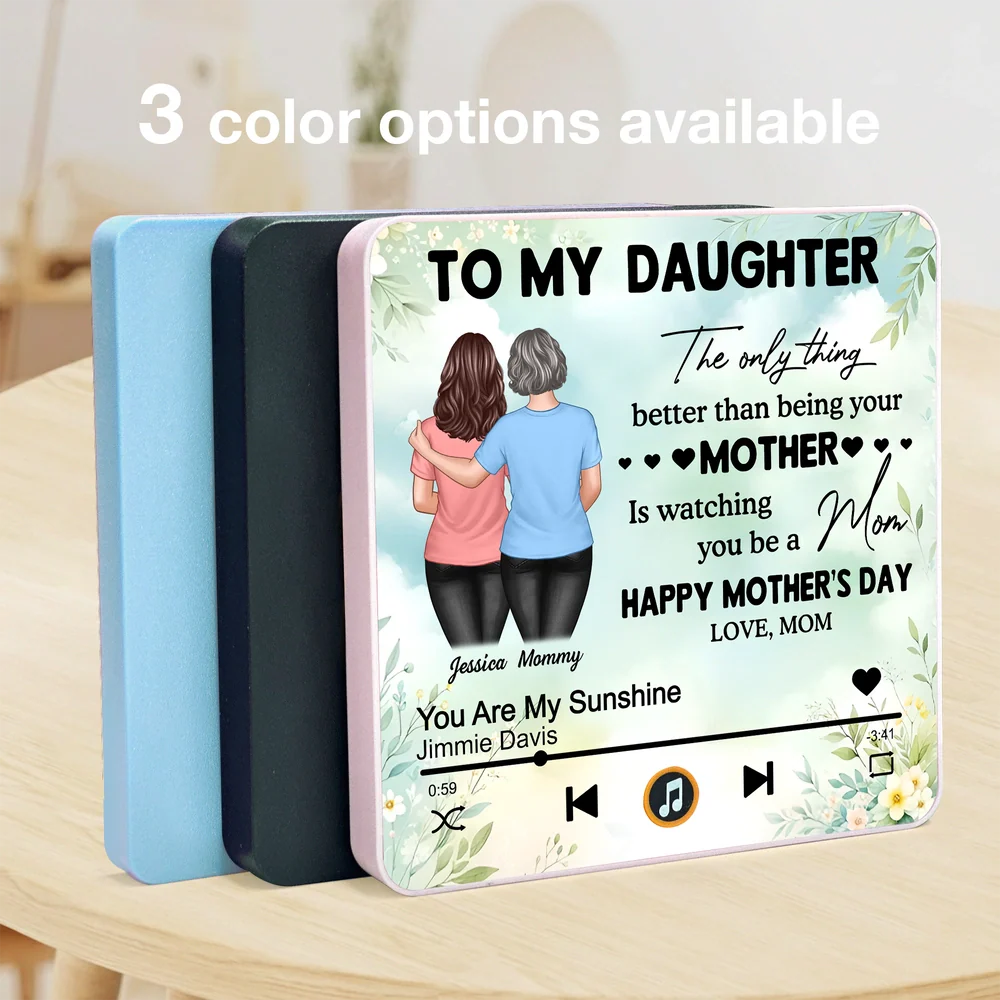Personalized Acrylic Music Magnet To My Daughter Back Hug Floral Fridge Decor Unique Mother's Day Gift - Image 5