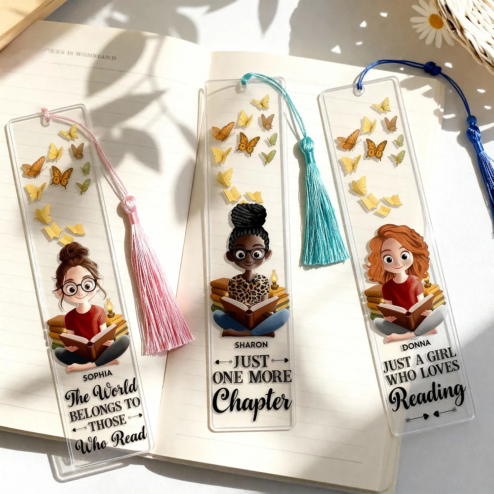 Custom Acrylic Bookmark for Readers - Cozy Book Stack Illustration, A Thoughtful Unique Gift for Best Friend or Teacher