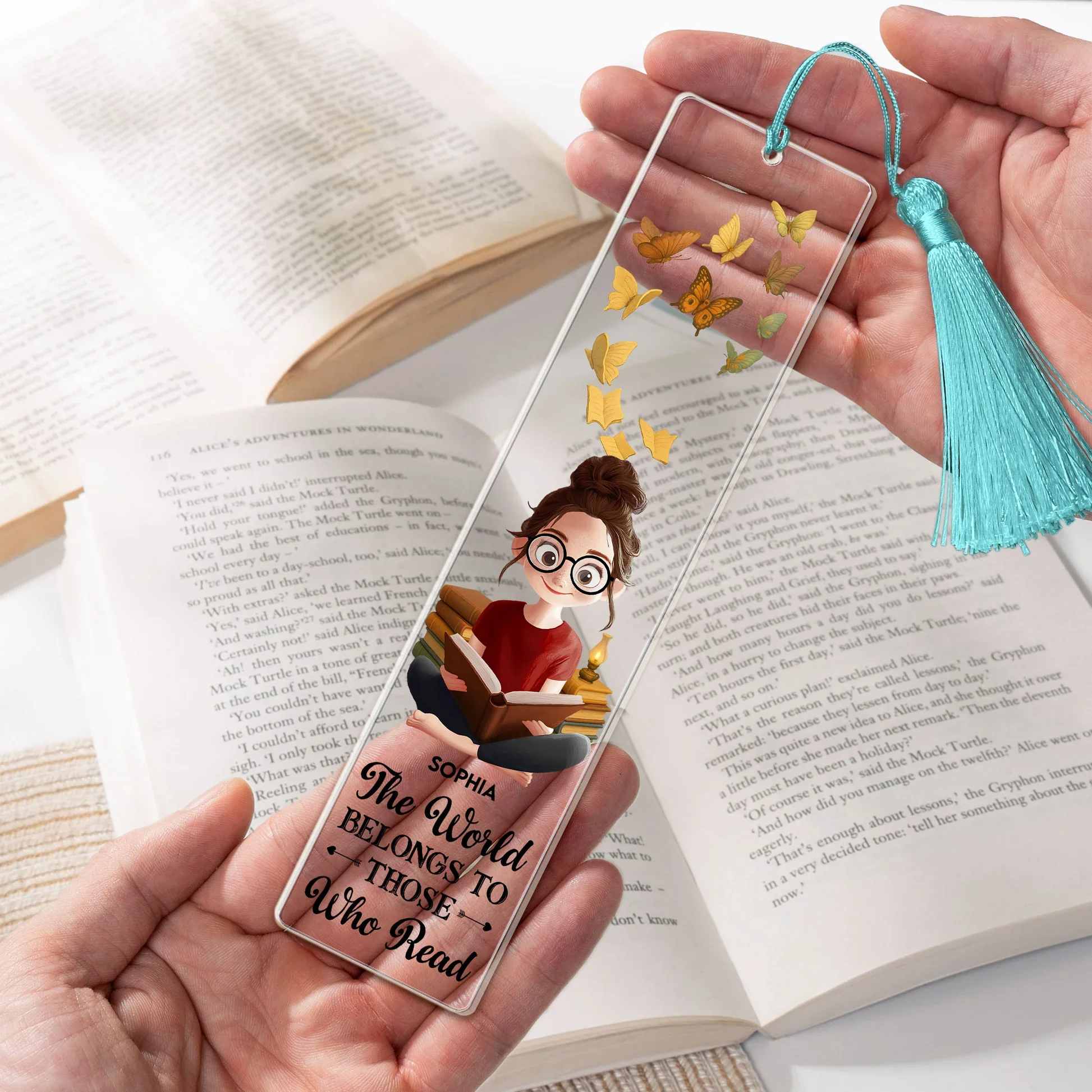 Custom Acrylic Bookmark for Readers - Cozy Book Stack Illustration, A Thoughtful Unique Gift for Best Friend or Teacher - Image 3