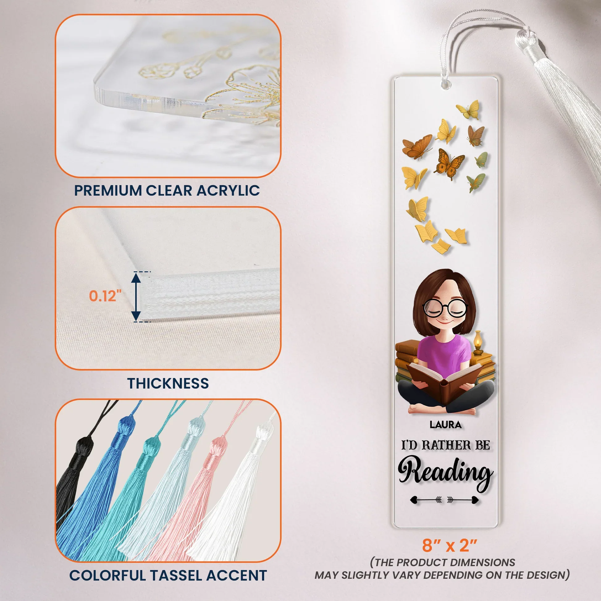 Custom Acrylic Bookmark for Readers - Cozy Book Stack Illustration, A Thoughtful Unique Gift for Best Friend or Teacher - Image 5