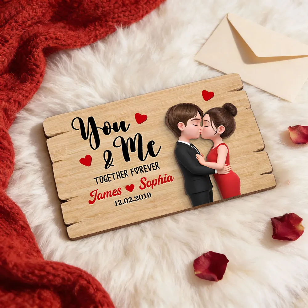 Personalized 2-Layer Wooden Plaque You & Me Together Forever Kissing Couple Warm Romantic Keepsake Unique Gift For Husband Or Wife - Image 3