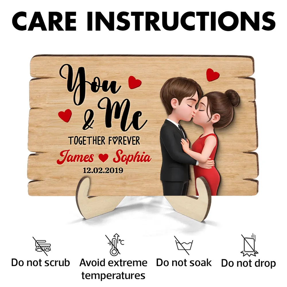 Personalized 2-Layer Wooden Plaque You & Me Together Forever Kissing Couple Warm Romantic Keepsake Unique Gift For Husband Or Wife - Image 5