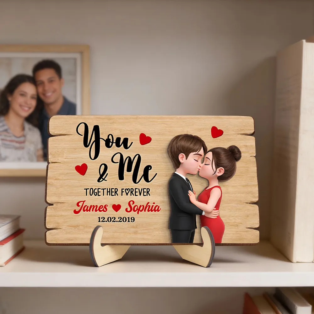 Personalized 2-Layer Wooden Plaque You & Me Together Forever Kissing Couple Warm Romantic Keepsake Unique Gift For Husband Or Wife - Image 7