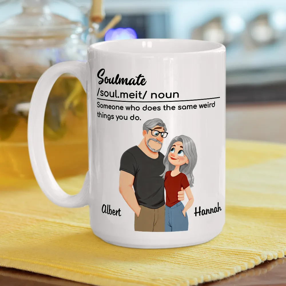 Personalized Soulmate Definition Ceramic Mug With Cute Couple Illustration, Unique Valentine's Gift For Boyfriend Or Girlfriend - Image 3