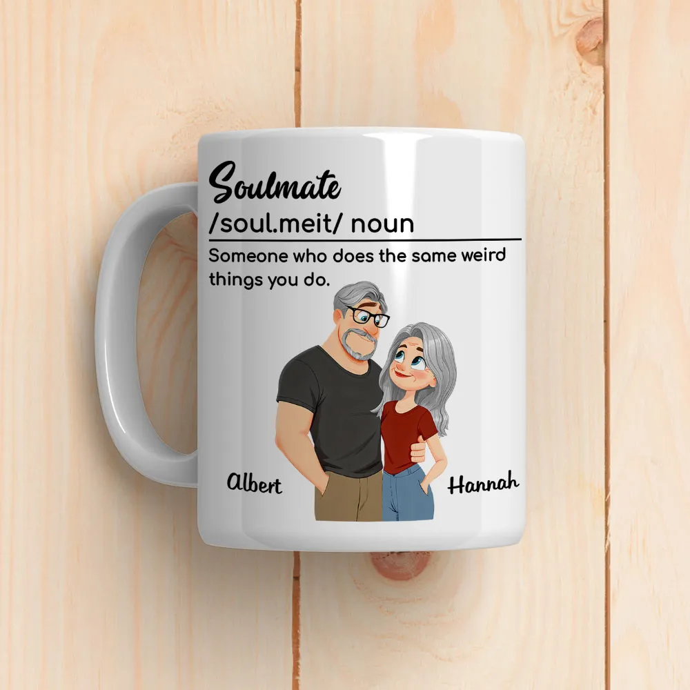 Personalized Soulmate Definition Ceramic Mug With Cute Couple Illustration, Unique Valentine's Gift For Boyfriend Or Girlfriend - Image 5