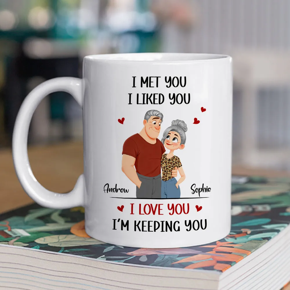 Personalized Couple Cartoon Ceramic Mug, 'I Love You I'm Keeping You' Cute Gift for Husband or Wife - Image 2