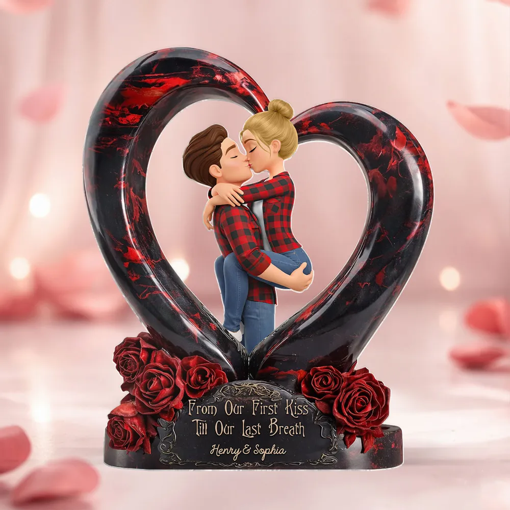 Shaped Acrylic Block Plaque Personalized for Couples, Dark Romantic Heart Rose Design, Sweet Love Keepsake, Unique Valentine's Day Gift - Image 8