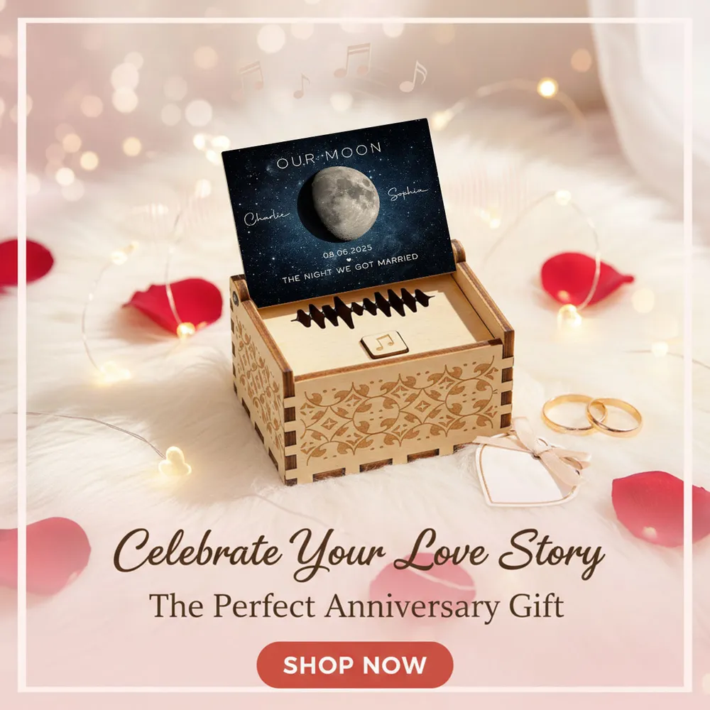 Personalized Moon Phase Wooden Music Box with Your Song, Starry Night Keepsake, Unique Romantic Gift for Couples - Image 3