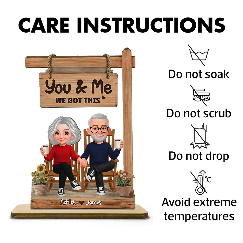 Personalized 2-Layer Wooden Plaque with Sitting Couple Holding Hands You & Me We Got This, Unique Romantic Gift - Image 5
