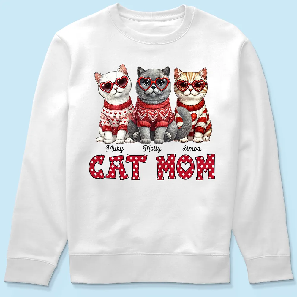 Cat Mom Classic Tee Personalized with Your Cats' Look, Sweet Heart Theme Shirt, Thoughtful Unique Gift for Her - Image 8