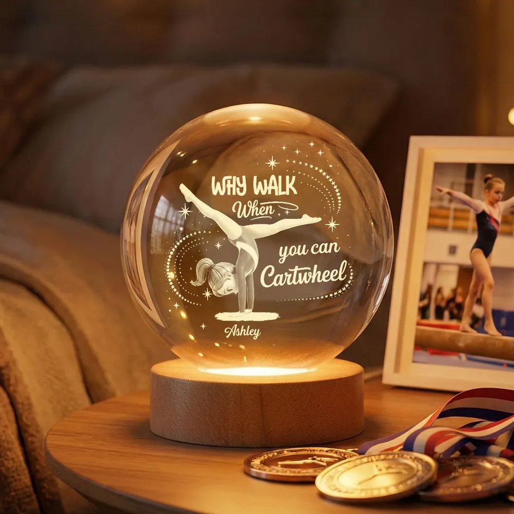 Why Walk When You Can Cartwheel 3-Color K5 Globe Lamp, Personalized Warm Glow Keepsake Gift for Gymnast Girls - Image 7