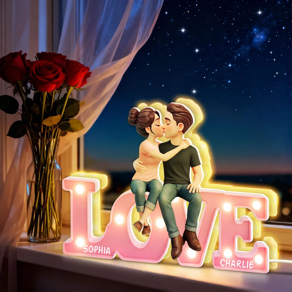 Personalized LOVE Couple Kissing Acrylic Light Box, Warm Glow Bedroom Decor, Unique Gift for Girlfriend or Boyfriend - Image 3